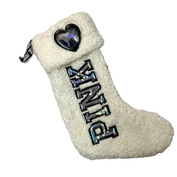 VS PINK holographic ivory furry fuzzy Sherpa Christmas stocking A3 2999 - Picture 1 of 5